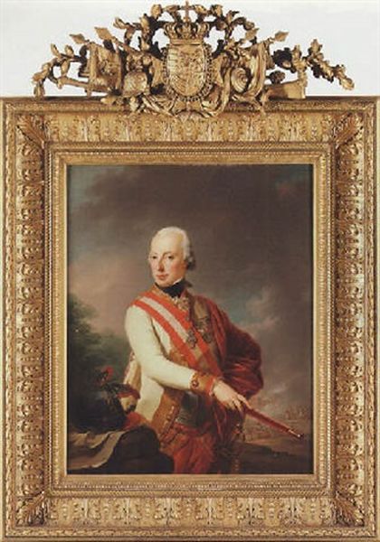 Portrait Of The Archduke Charles Of Austria, Wearing The Insignia Of The Order Of The Golden Fleece And The Star And Sash Of The Order Of Maria Theresa Oil Painting by Josef Kreutzinger