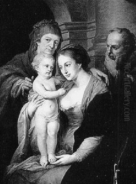 The Holy Family With St. Anne Oil Painting by Josef Kreutzinger