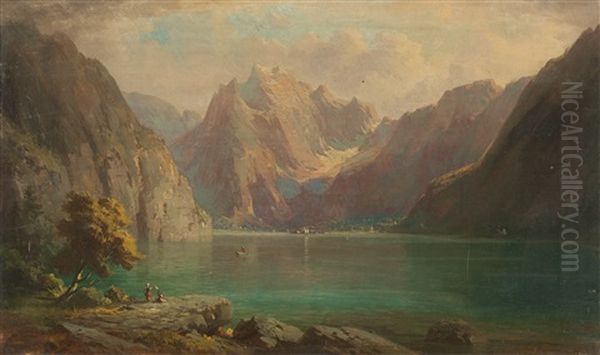 Am Hechtsee Mit Blick Auf Das Kaisergebirge Oil Painting by Franz Kreuzer