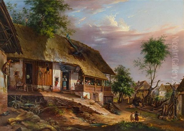 Steirisches Bauernhaus Oil Painting by Vinzenz Kreuzer