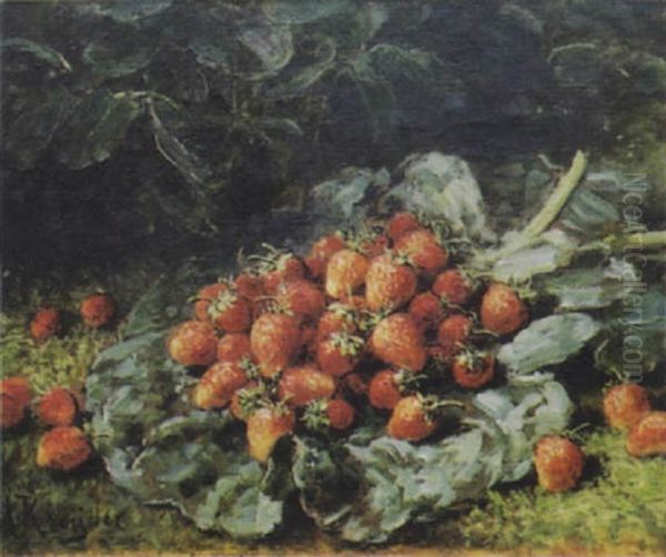 Nature Morte Aux Fraises Oil Painting by Alexis Kreyder