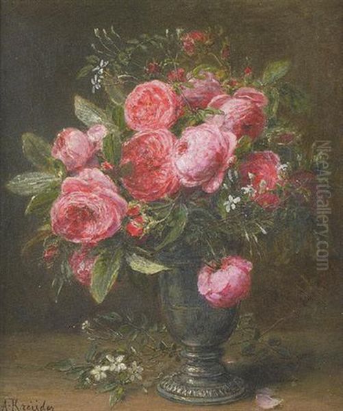 Aiguiere De Roses Oil Painting by Alexis Kreyder