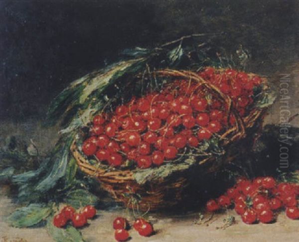 Stilleben Mit Roten Kirschen Oil Painting by Alexis Kreyder