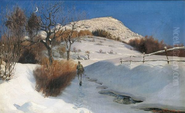 Winterliche Rhonlandschaft Oil Painting by Julius von Kreyfelt