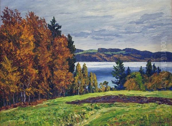 Herbststimmung Am Starnberger See Oil Painting by Hugo (Emil Albert Hugo) Kreyssig