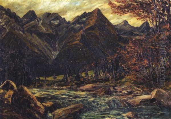 Herbstliche Berglandschaft Oil Painting by Hugo (Emil Albert Hugo) Kreyssig