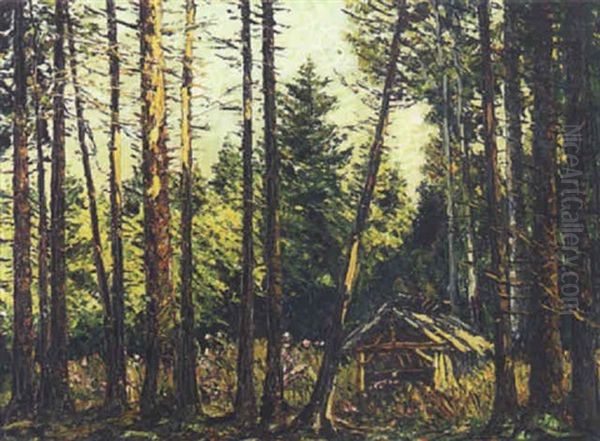 Bei Der Wild-futterhutte Oil Painting by Hugo (Emil Albert Hugo) Kreyssig