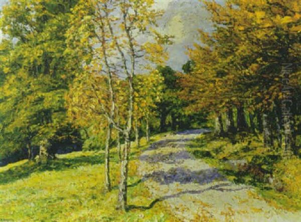 Landstrasse Im Herbst Oil Painting by Hugo (Emil Albert Hugo) Kreyssig