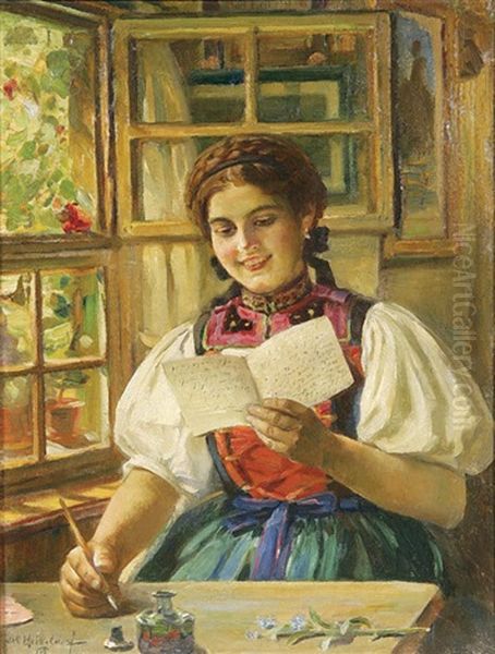 The Love Letter Oil Painting by Carl Kricheldorf