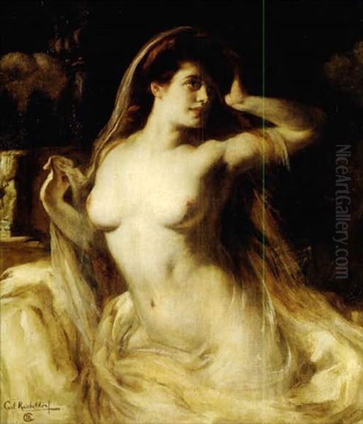 A Voluptuous Nude Oil Painting by Carl Kricheldorf