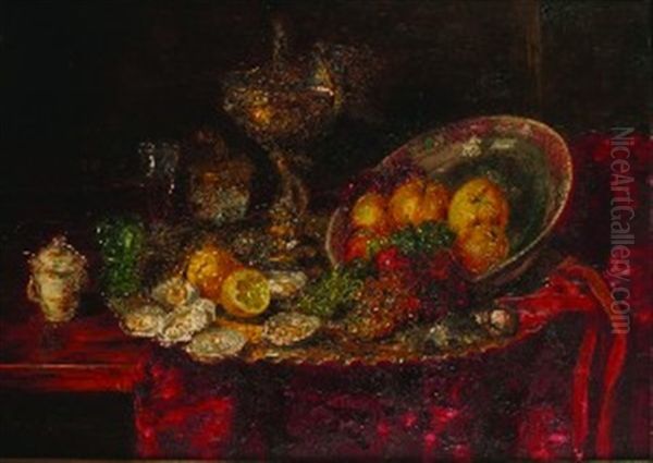 Still Life Oil Painting by Hermann Gottlieb Kricheldorf