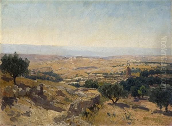 Jerusalem Landscape Oil Painting by Josef Krieger