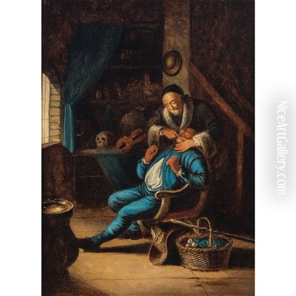 A Visit To The Dentist Oil Painting by Cornelius David Krieghoff