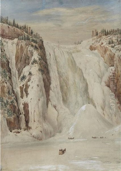 Montmorency Falls, Circa 1853 Oil Painting by Cornelius David Krieghoff