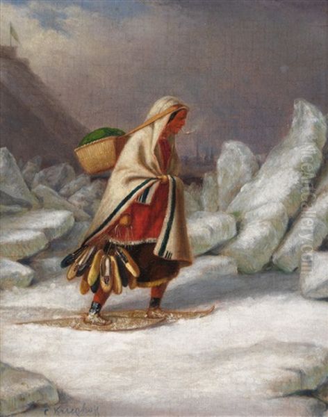 Moccasin Seller, St. Lawrence Oil Painting by Cornelius David Krieghoff