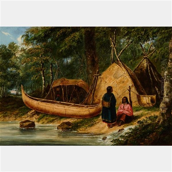 Indian Camp Oil Painting by Cornelius David Krieghoff