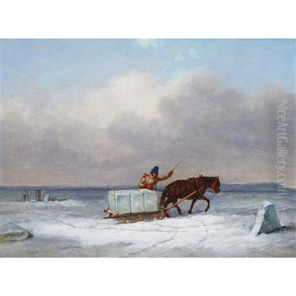 Ice Harvest Oil Painting by Cornelius David Krieghoff