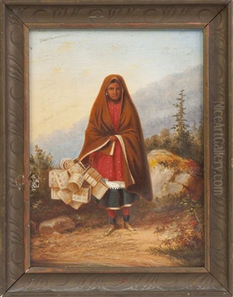 Native American Basket Seller Oil Painting by Cornelius David Krieghoff