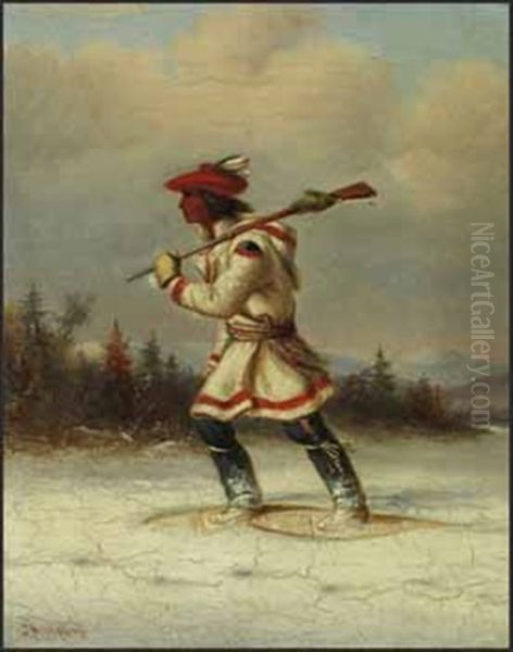 Trapper On Snowshoes Oil Painting by Cornelius David Krieghoff