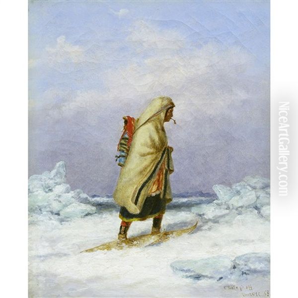 Mother And Papoose Crossing The St. Lawrence Oil Painting by Cornelius David Krieghoff