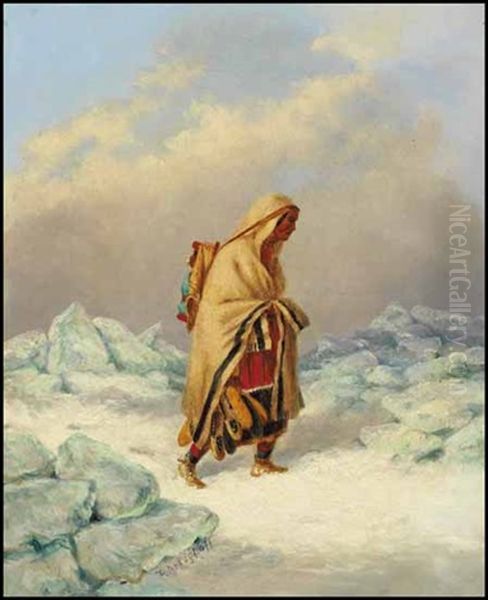 Indian Moccasin Seller Oil Painting by Cornelius David Krieghoff