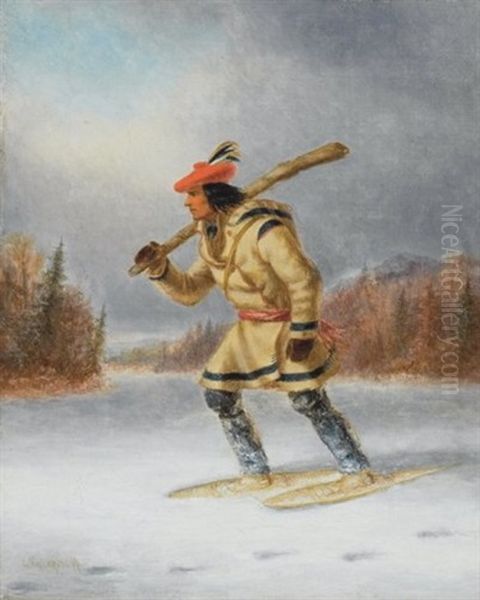 Indian Hunter (aka Following The Moose) Oil Painting by Cornelius David Krieghoff