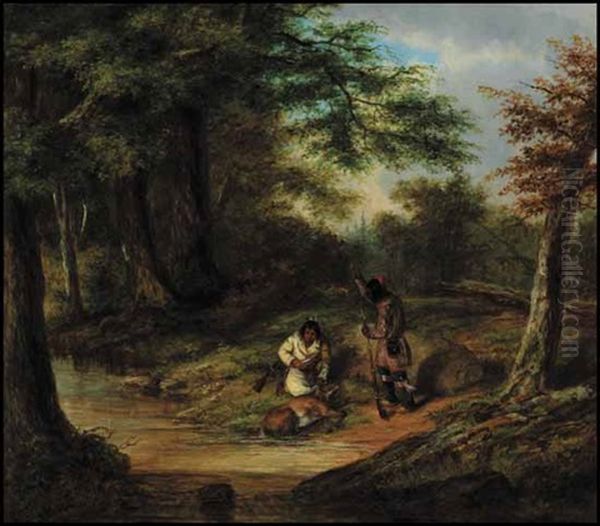 Indian Hunters Oil Painting by Cornelius David Krieghoff