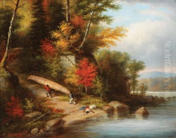 Wilderness Portage Oil Painting by Cornelius David Krieghoff