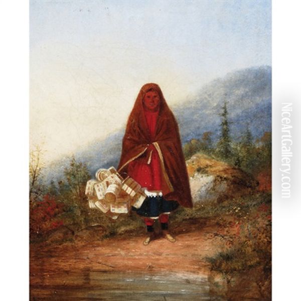 Indian Basket Seller Oil Painting by Cornelius David Krieghoff