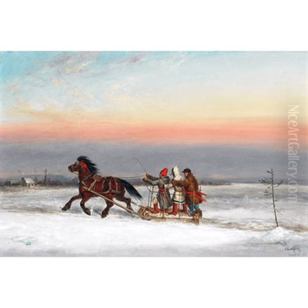 Winter Traverse Oil Painting by Cornelius David Krieghoff