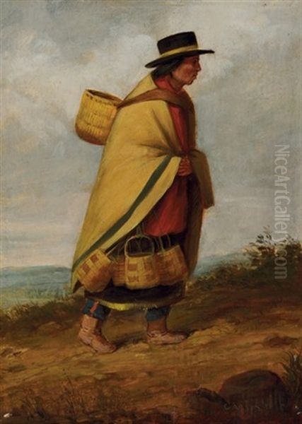 Indian Basket Seller Oil Painting by Cornelius David Krieghoff