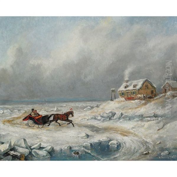 Ice Road, Near Quebec Oil Painting by Cornelius David Krieghoff