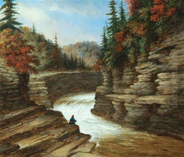 River Gorge, Autumn Oil Painting by Cornelius David Krieghoff