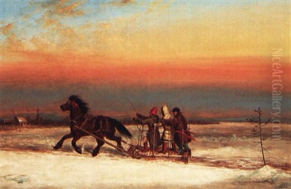 Winter Traverse Oil Painting by Cornelius David Krieghoff