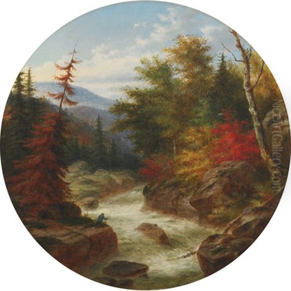 On The St. Ann's Below Quebec, Canada, Autumnal Foliage Oil Painting by Cornelius David Krieghoff