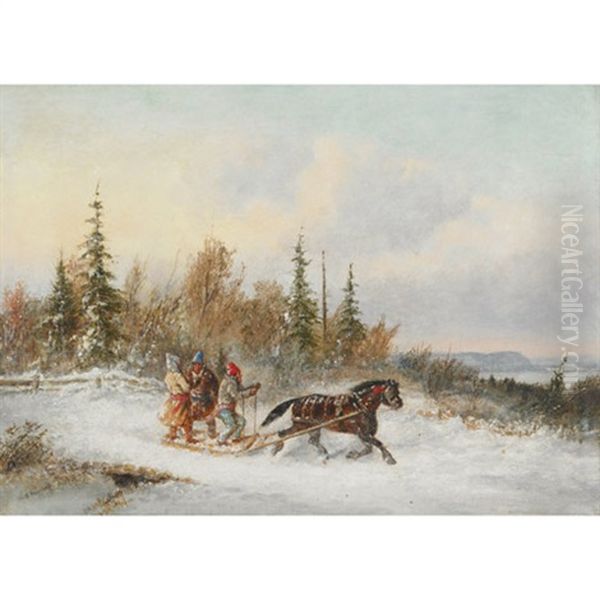 Going To Town Oil Painting by Cornelius David Krieghoff