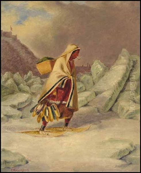 An Indian Mocassin Seller Oil Painting by Cornelius David Krieghoff