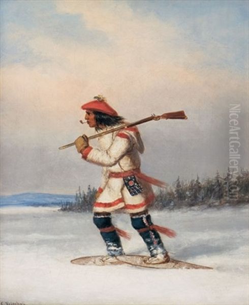 Trapper In The Snow Oil Painting by Cornelius David Krieghoff