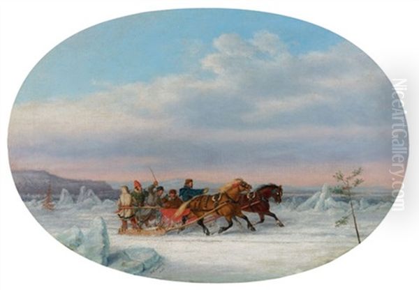 Race Across The St. Lawrence Between Quebec And Levis Oil Painting by Cornelius David Krieghoff