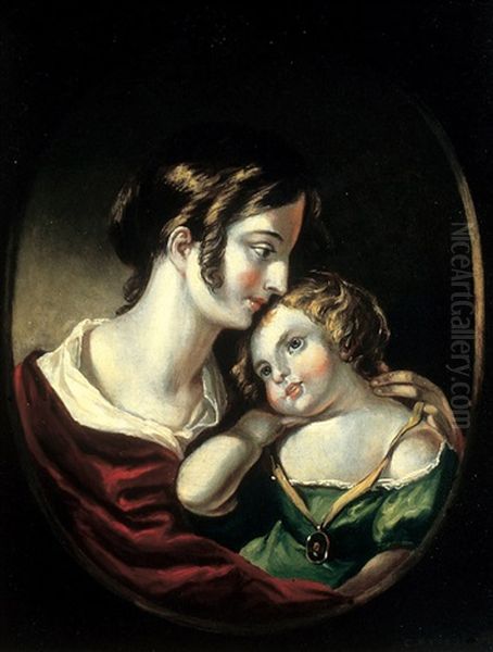 Mother And Child Oil Painting by Cornelius David Krieghoff