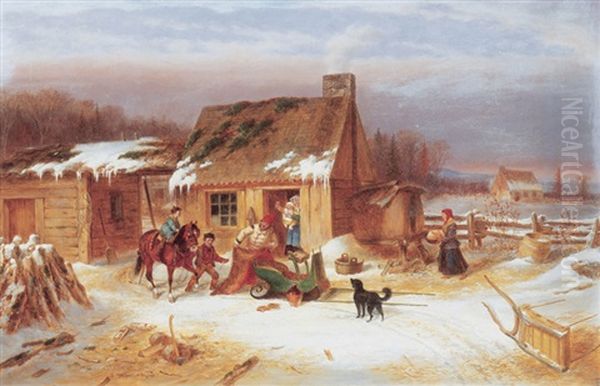 Preparing For A Trip To Town Oil Painting by Cornelius David Krieghoff