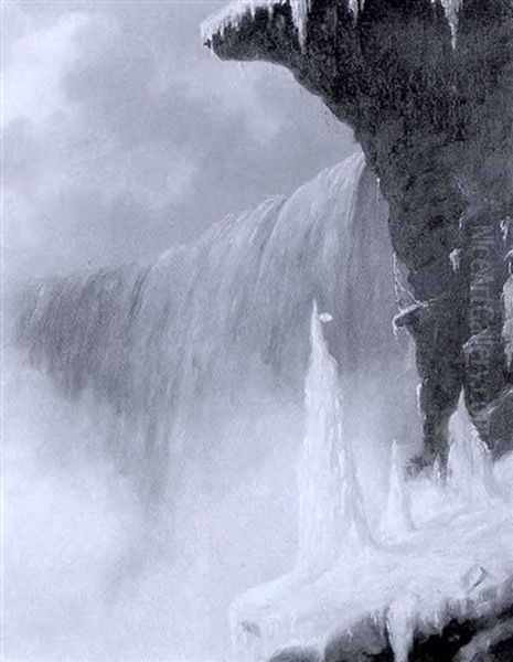 Untitled - Niagara Falls In Winter Oil Painting by Cornelius David Krieghoff