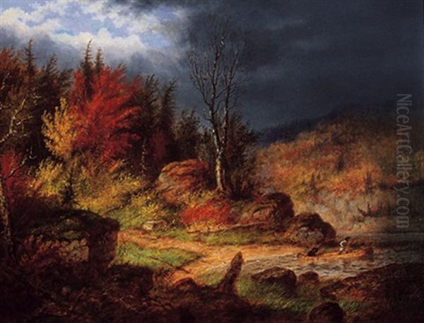 The Passing Storm, Jacques Cartier River Oil Painting by Cornelius David Krieghoff