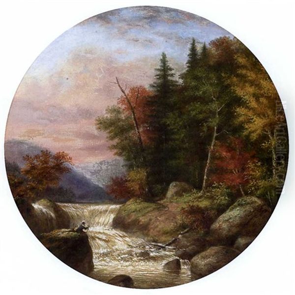 Fishing In The Rapids, Quebec Oil Painting by Cornelius David Krieghoff