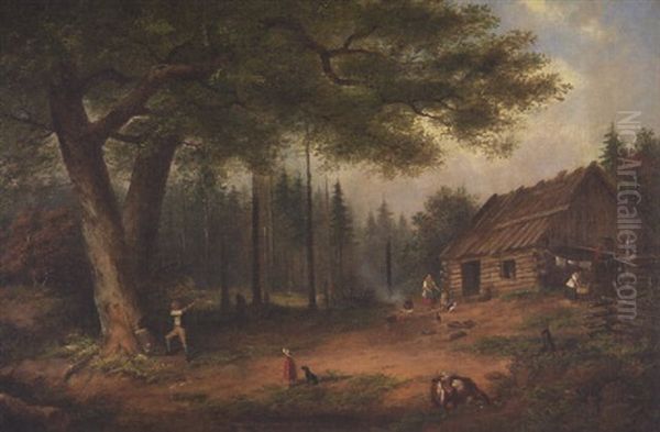 Pioneer Homestead Oil Painting by Cornelius David Krieghoff