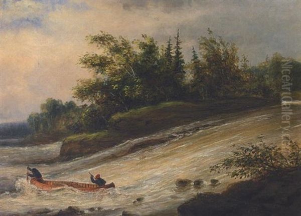 Running The Rapids Oil Painting by Cornelius David Krieghoff