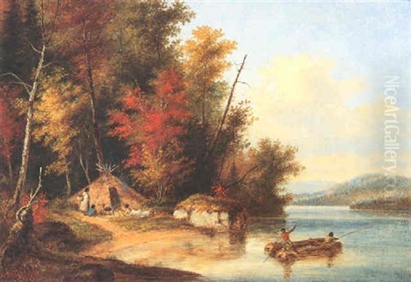 Autumn Scene In Canada Oil Painting by Cornelius David Krieghoff