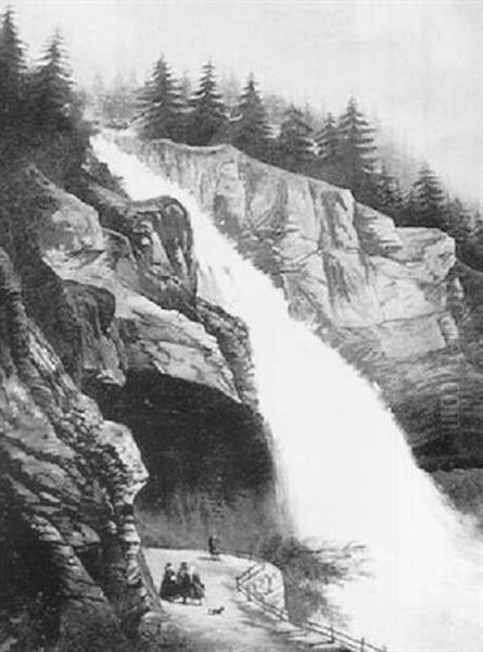 The Falls At St. Memm, Quebec Oil Painting by Cornelius David Krieghoff