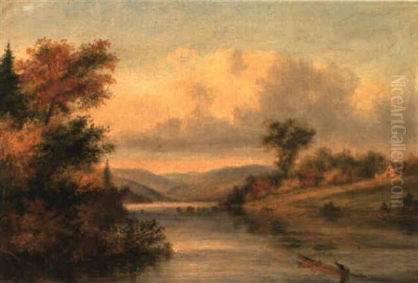 The Narrows At Lake St. Charles Oil Painting by Cornelius David Krieghoff