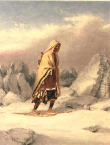 Mocassin Seller In Winter Oil Painting by Cornelius David Krieghoff